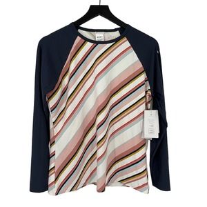 Roxy Women’s UPF 50+ Long Sleeve Rashguard Beach Classics Diagonal Stripe Sz MED